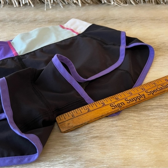 LULULEMON Run Speed Short Black Power Purple Quilt Floral 4 Pink Aqua Patchwork - Picture 8 of 12